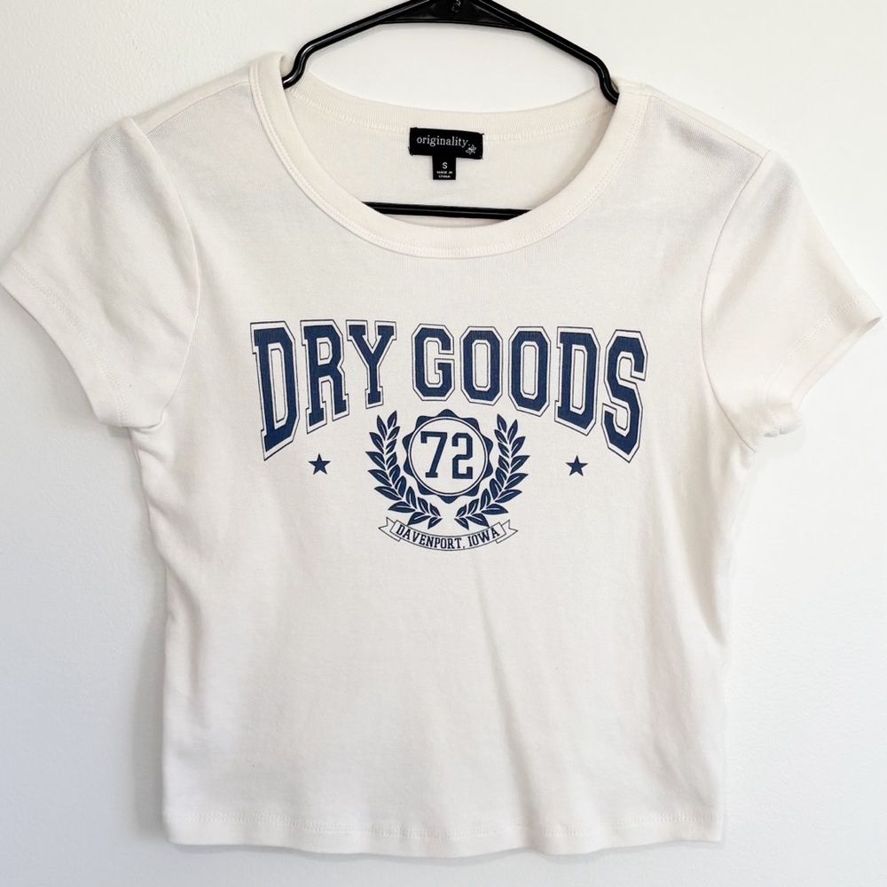 DRY GOODS Short Sleeve Baby Tee with Graphic Logo White Small